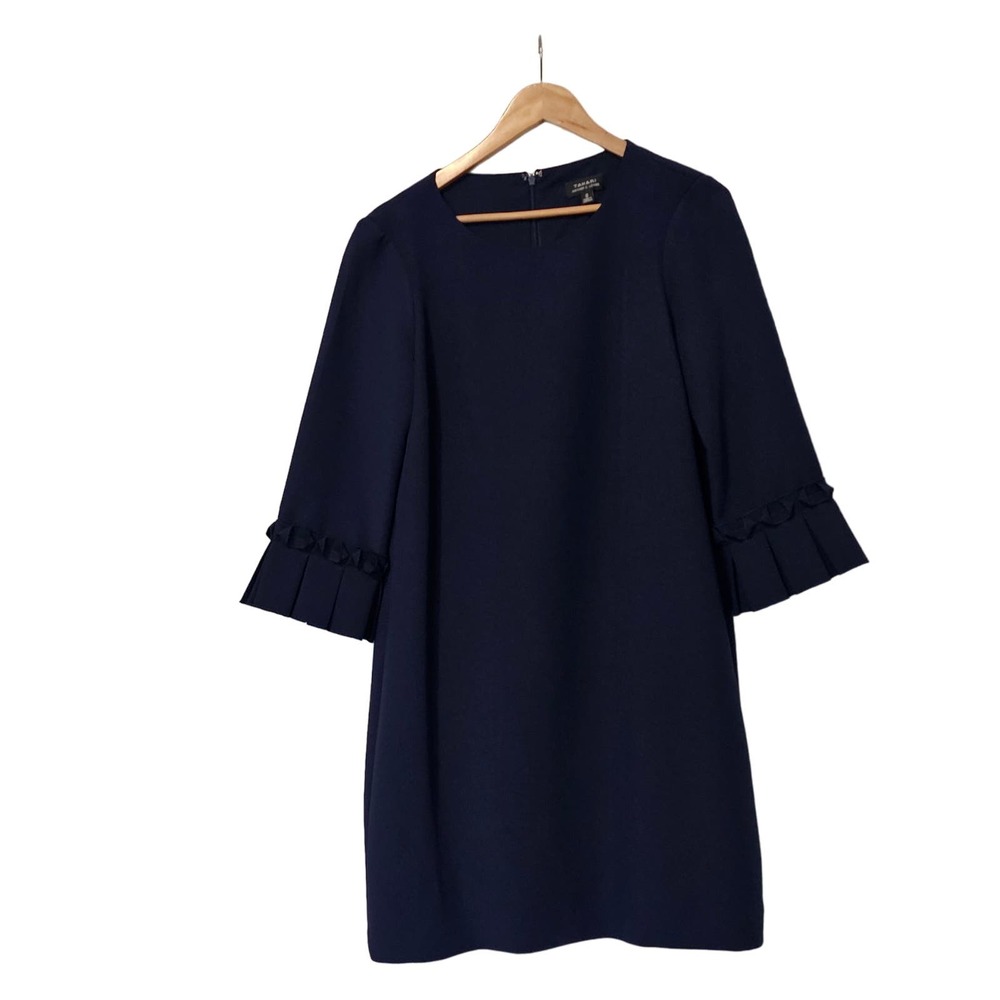 Tarhari Arthur S. Levine Shift Dress Womens Size 8 Blue Ruffle Sleeve Career